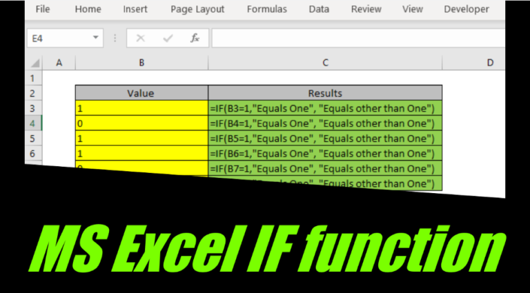 Microsoft Excel IF function simple example